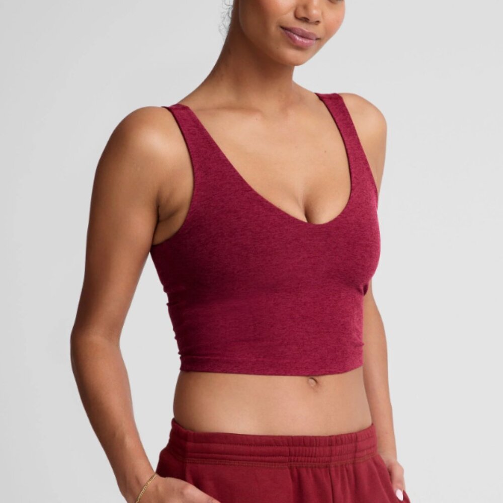 Beyond Yoga Spacedye Good Day Cropped Tank in Bordeaux Heather - Picture 2 of 8